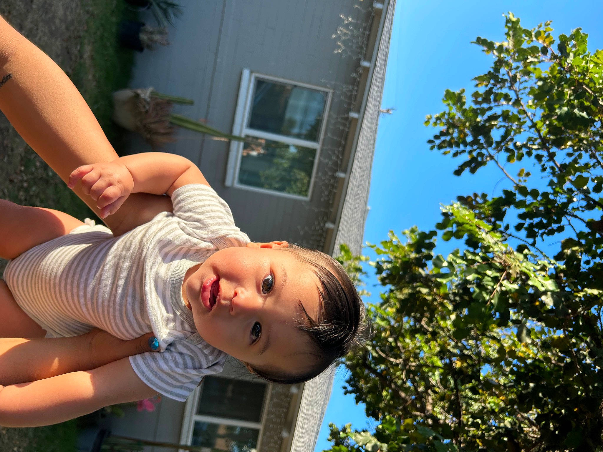 Fernando is registered to the contest to win money with this photo: chest, child, clothing, elbow, eyewear, fun, glasses, grass, happy, human_leg, leisure, people_in_nature, person, plant, sky, smile, summer, thigh, tree, trunk