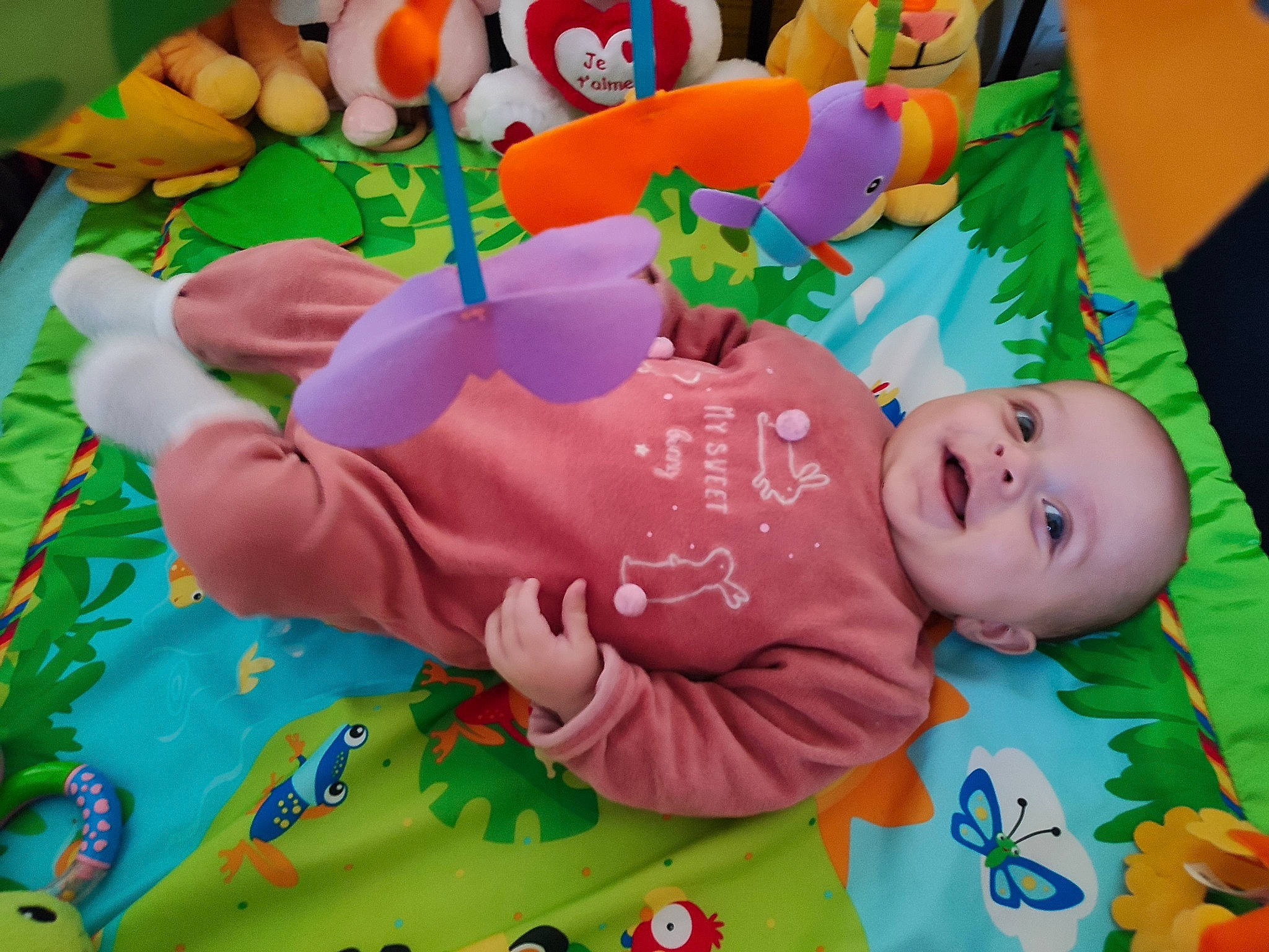 Charline participe au concours pour gagner de l'argent avec cette photo : baby, baby_playing_with_toys, baby_products, baby_toddler_clothing, baby_toys, child, comfort, fun, grass, green, happy, leisure, linens, person, play, playmat, product, room, textile, toddler