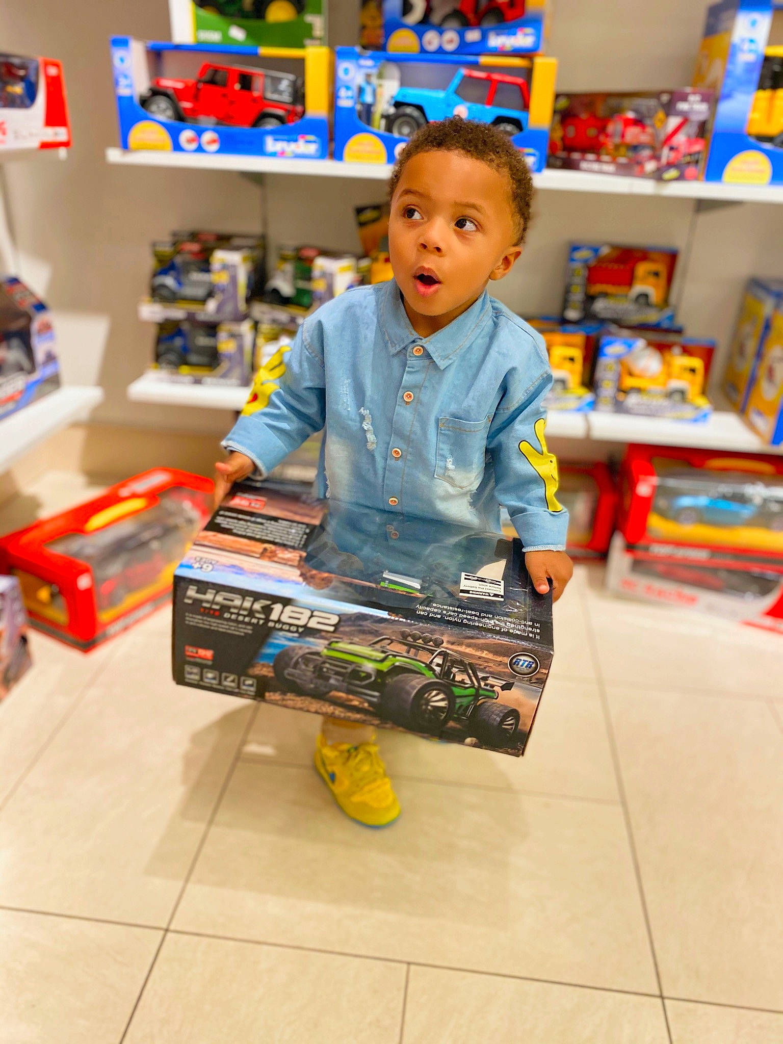 Kalen joined the competition — help win amazing prizes! child, fun, grocery_store, person, play, retail, room, supermarket, surprise, toddler, toy