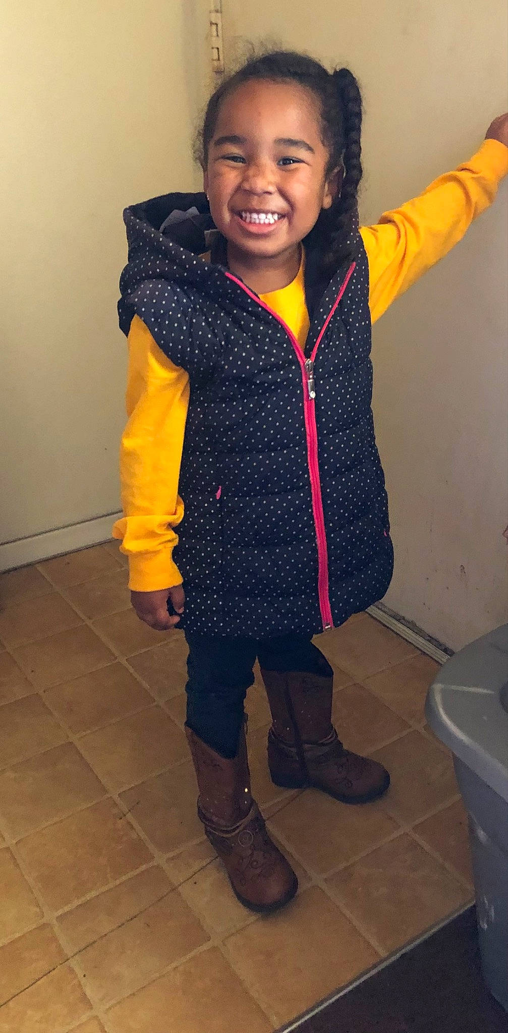 Ry Leah Mireya joined the competition — help win amazing prizes! arm, bathroom, black, cool, eye, face, flash_photography, gesture, happy, human_body, jacket, joy, leg, neck, outerwear, person, shoe, sleeve, smile, snapshot