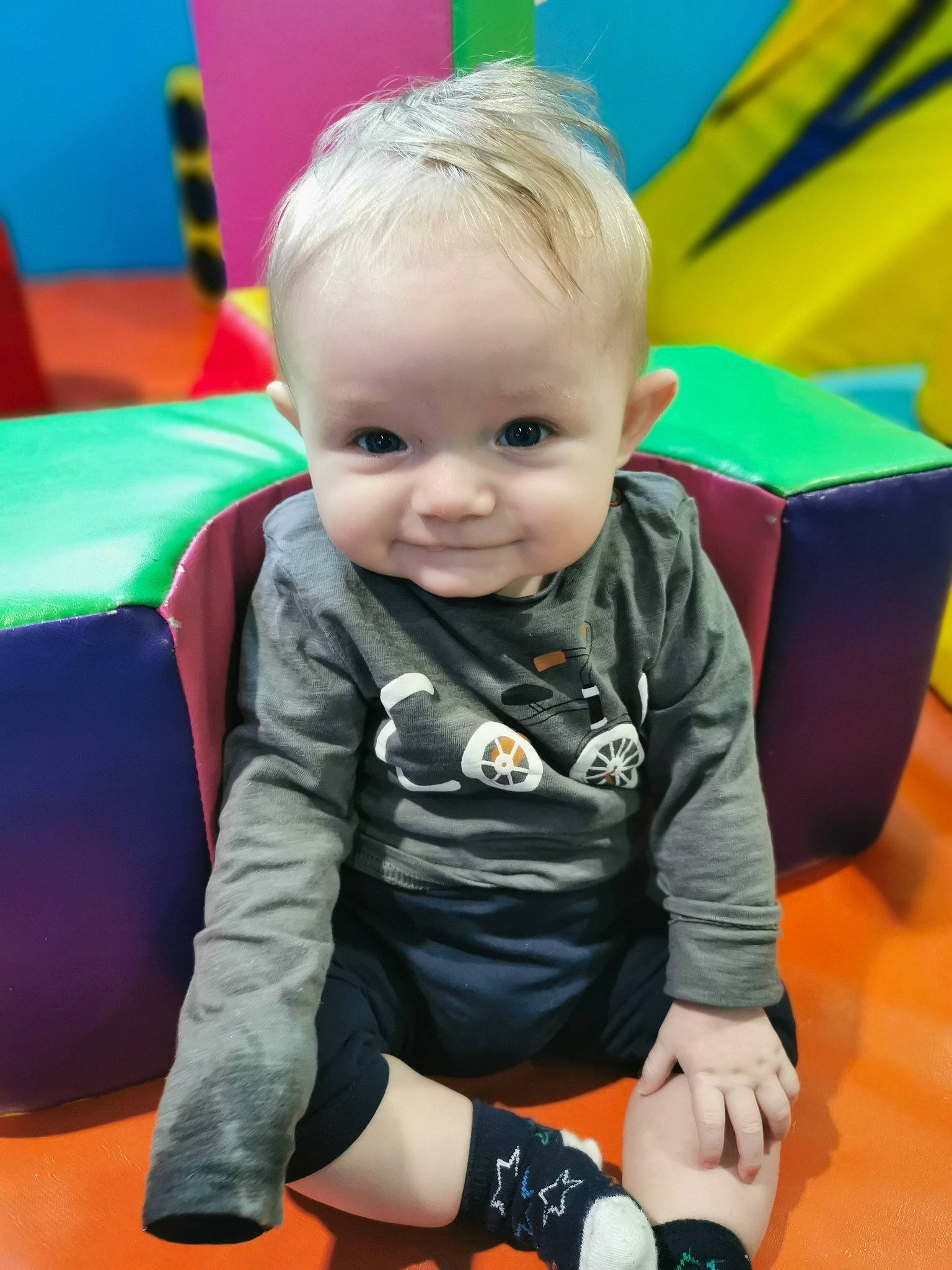 Caspian joined the competition — help win amazing prizes! baby, baby_playing_with_toys, cheek, child, eye, face, fun, leisure, person, play, recreation, sitting, skin, smile, toddler