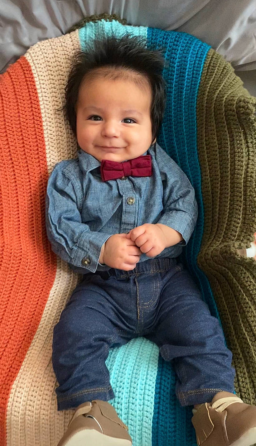 Isaac joined the competition — help win amazing prizes! baby_toddler_clothing, blue, cheek, chin, clothing, comfort, eye, facial_expression, hairstyle, head, iris, joy, leg, nose, organ, outerwear, person, skin, sleeve, smile