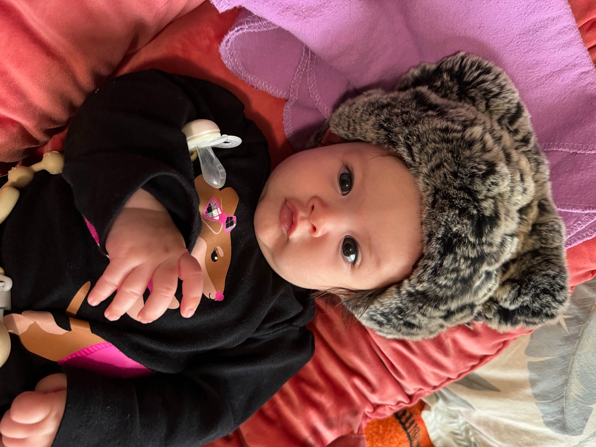 Renfri joined the competition — help win amazing prizes! arm, baby, baby_toddler_clothing, cap, cheek, child, comfort, eye, finger, hand, head, headgear, headwear, knit_cap, military_camouflage, nose, person, pink, skin, toddler