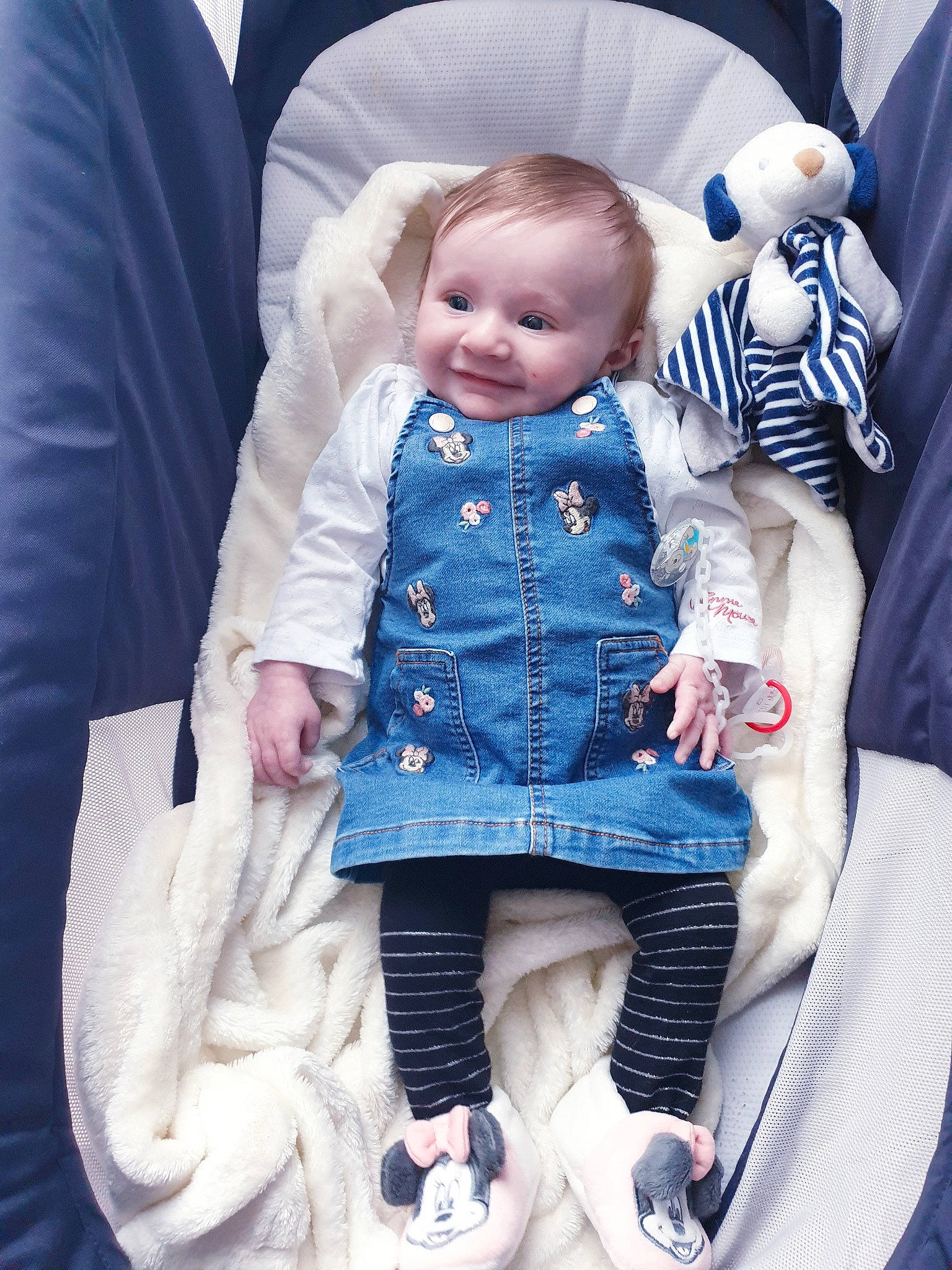 Valentina participe au concours pour gagner de l'argent avec cette photo : baby, baby_toddler_clothing, button, child, collar, comfort, doll, electric_blue, fashion_accessory, linens, pattern, person, pink, product, purple, sitting, sleeve, textile, toddler, toy