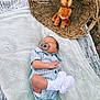 Colsen joined the competition — help win amazing prizes! newborn, baby, sleeping, pacifier, blue_outfit, striped_clothing, white_socks, plush_toy, bunny, woven_basket, blanket, soft_texture, outdoor, infant, cute, resting, child, toy, peaceful, portrait
