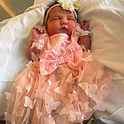 Emma joined the competition — help win amazing prizes! newborn, baby, sleeping, pink_dress, butterfly, headband, flower, blanket, infant, cute, resting, soft, adorable, child, indoors, portrait, peaceful, cozy, tulle, wrapped