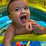 Baker joined the competition — help win amazing prizes! baby, child, pool, toy, water, smile, happy, colorful, teething_toy, inflatable, summer, play, fun, cute, outdoor, splash, skin, face, hand, expression