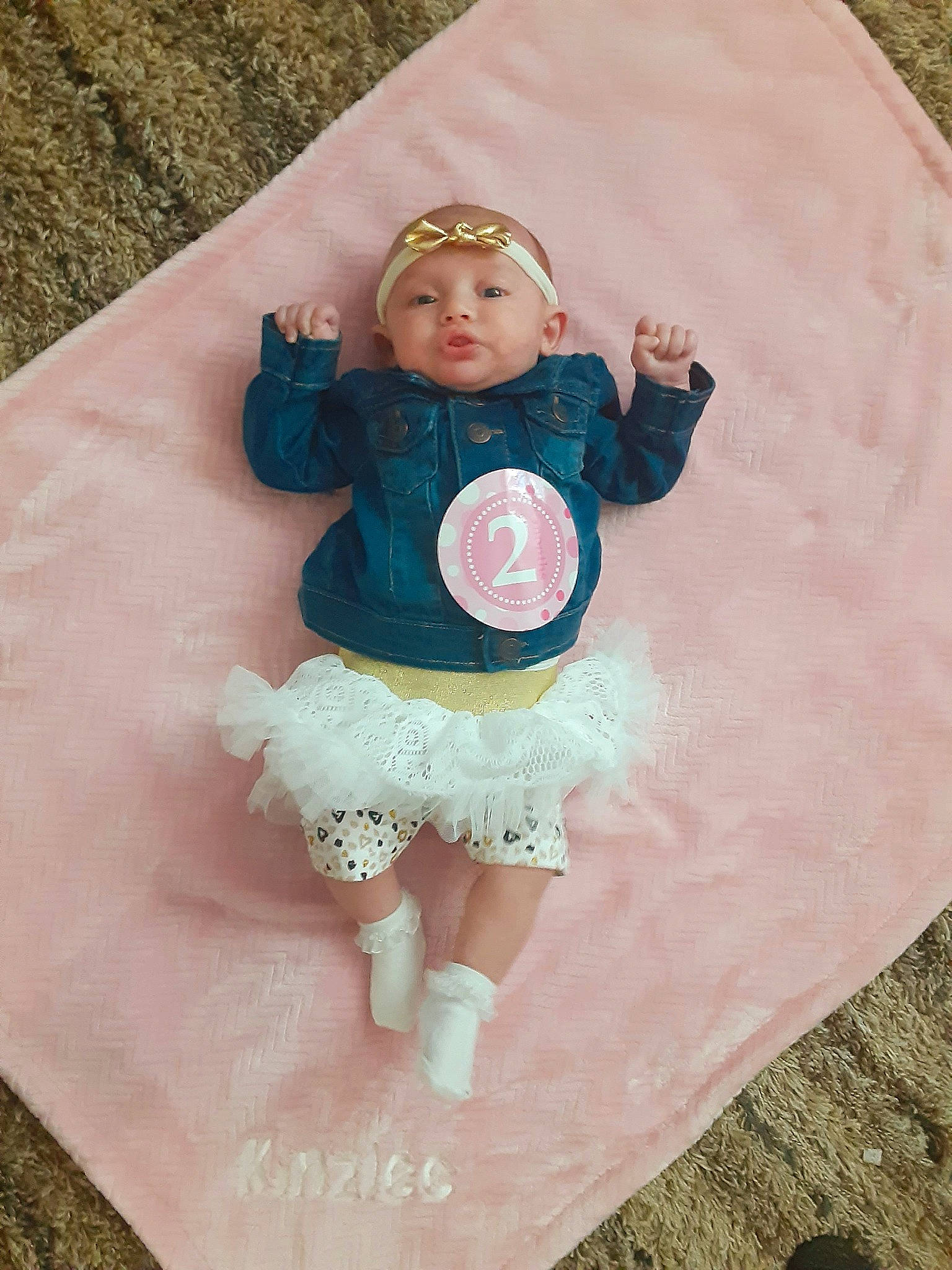Kinzlee is registered to the contest to win money with this photo: baby, baby_toddler_clothing, child, doll, headwear, person, pink, play, skin, textile, toddler