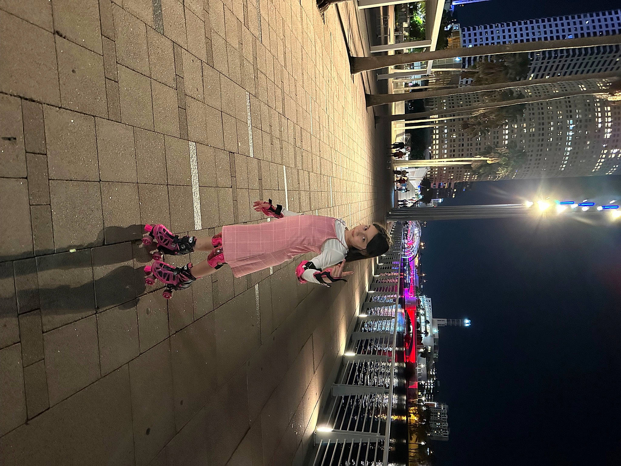 Emily joined the competition — help win amazing prizes! brick, brickwork, building, city, concrete, facade, line, magenta, metal, metropolitan_area, pedestrian, person, reflection, road_surface, shadow, sidewalk, space, stairs, street, tints_and_shades