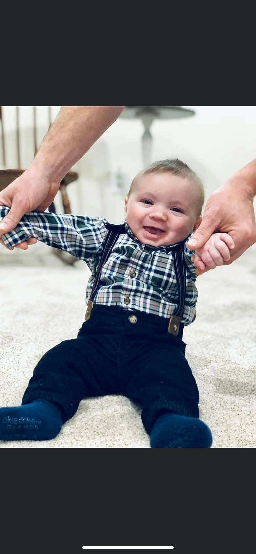 Brentley is registered to the contest to win money with this photo: baby, baby_toddler_clothing, cheek, child, chin, cool, eye, finger, flash_photography, gesture, hand, happy, head, joy, person, product, skin, sleeve, smile, standing