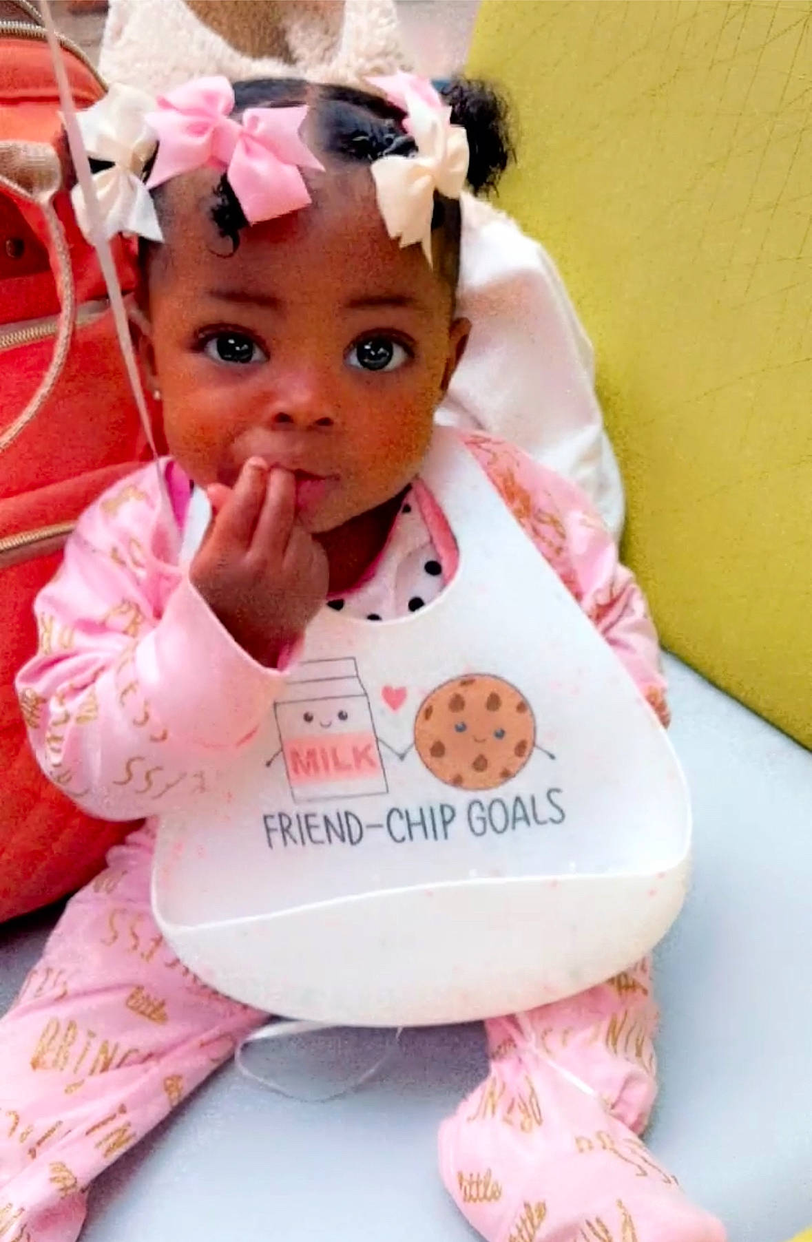 Amiria joined the competition — help win amazing prizes! baby, baby_products, baby_toddler_clothing, cheek, child, dress, eyelash, fashion_accessory, happy, headband, headgear, headpiece, jewellery, magenta, outerwear, person, pink, skin, sleeve, textile