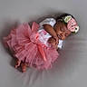 baby, sleeping, tutu, pink, flower_headband, curled_up, soft_surface, infant, cute, peaceful, adorable, newborn, child, portrait, clothing, resting, baby_girl, toddler, headwear, laying