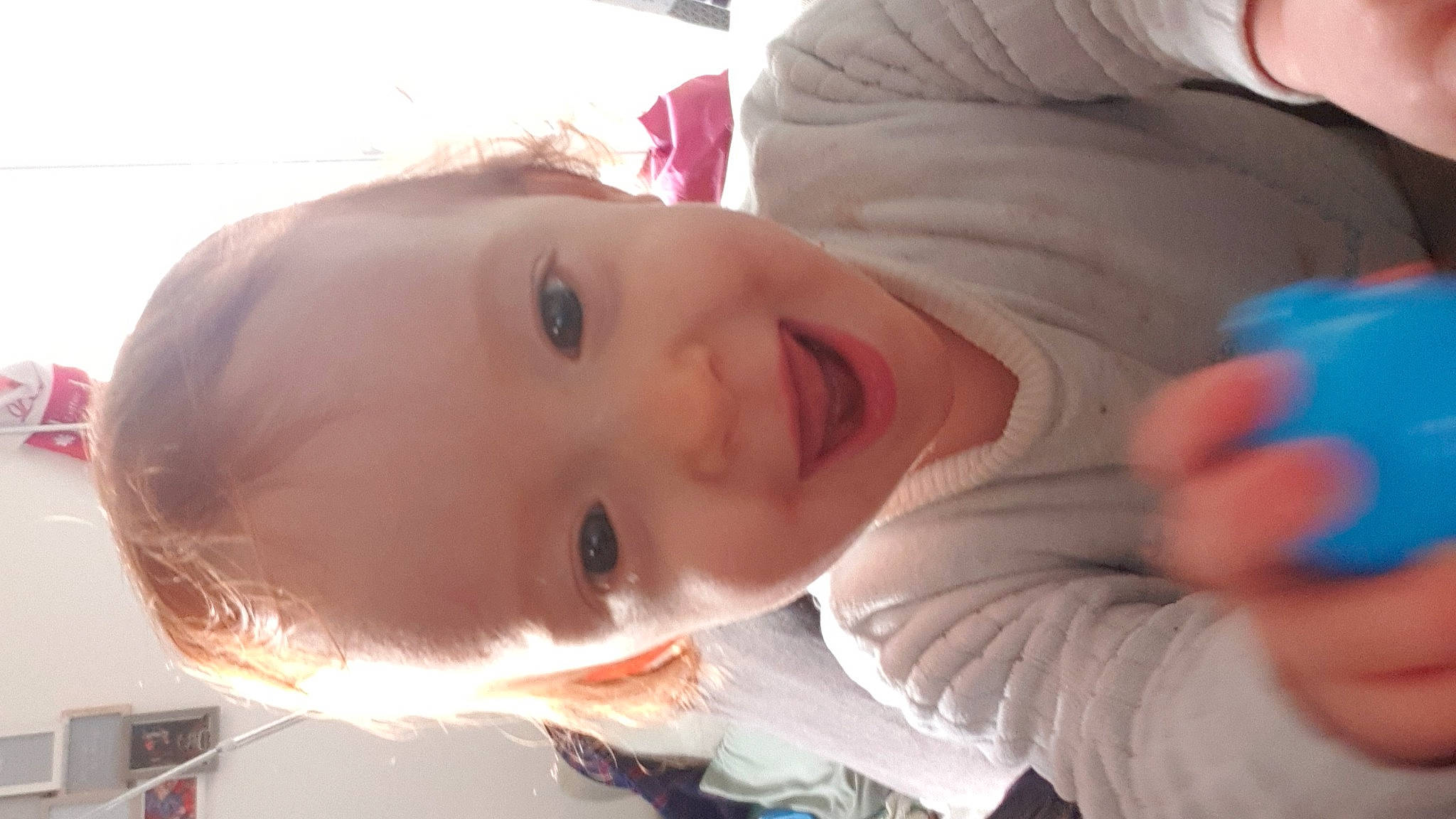 Charlie participe au concours pour gagner de l'argent avec cette photo : baby, cheek, child, ear, eyebrow, eyelash, forehead, fun, gesture, happy, iris, jaw, lip, mouth, neck, nose, person, skin, smile, toddler