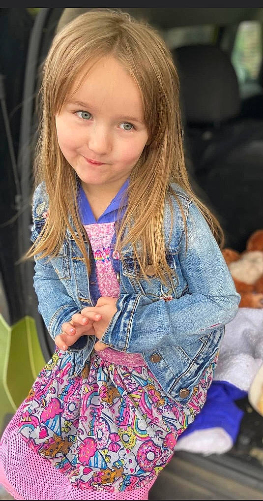 Charlye joined the competition — help win amazing prizes! beauty, blond, child, electric_blue, event, facial_expression, fashion_design, hair, hairstyle, happy, iris, joy, lip, long_hair, organ, people, person, purple, skin, sleeve