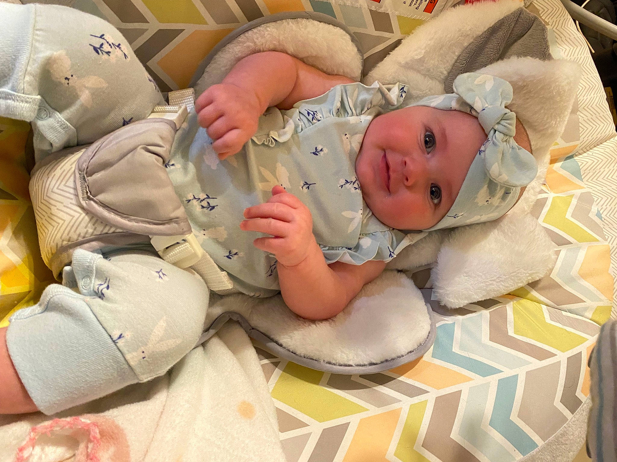 Lillian is registered to the contest to win money with this photo: baby, baby_products, baby_safety, baby_sleeping, baby_toddler_clothing, bedding, bedtime, child, comfort, headwear, health_care, linens, person, room, service, sleep, toddler