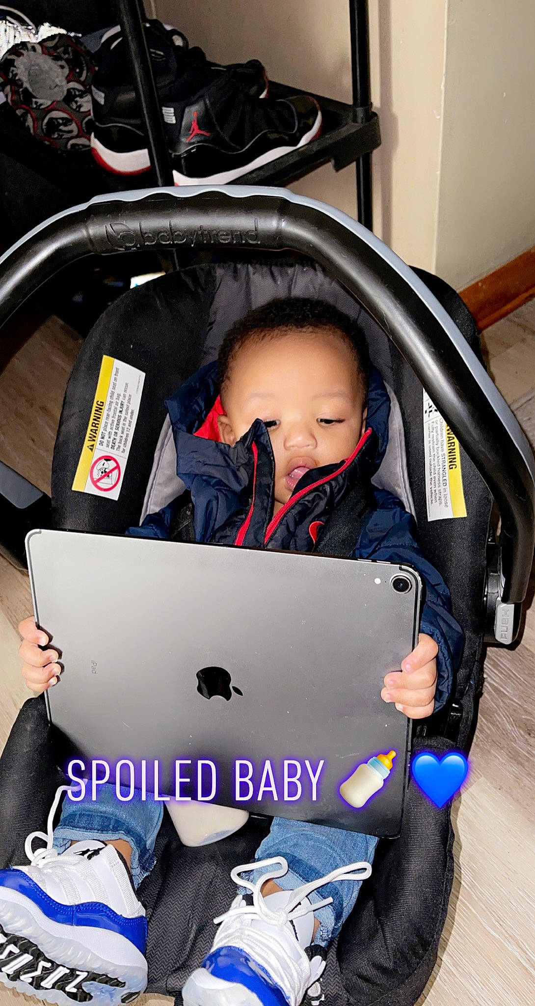 Frank is registered to the contest to win money with this photo: baby, baby_carriage, baby_products, baby_safety, bag, beauty, car_seat, child, comfort, computer, gadget, infant_bed, laptop, luggage_and_bags, netbook, output_device, person, personal_computer, product, toddler