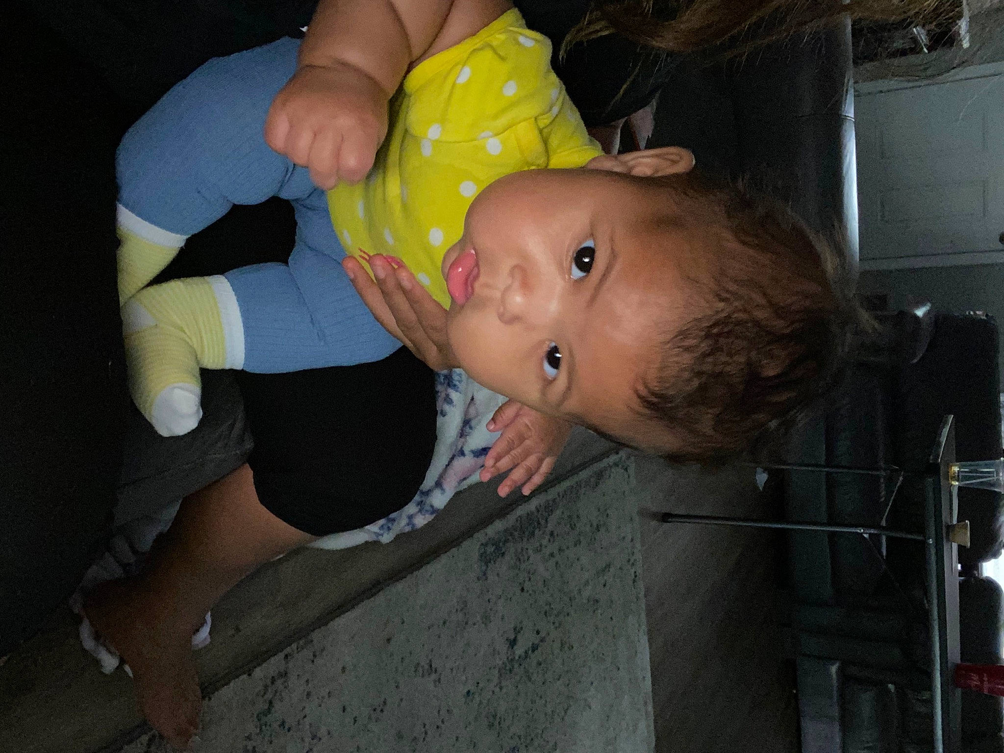 Izema is registered to the contest to win money with this photo: baby, baby_products, baby_toddler_clothing, cheek, chest, child, elbow, foot, fun, gesture, happy, human_leg, knee, nail, person, sitting, sleeve, thigh, thumb, toddler