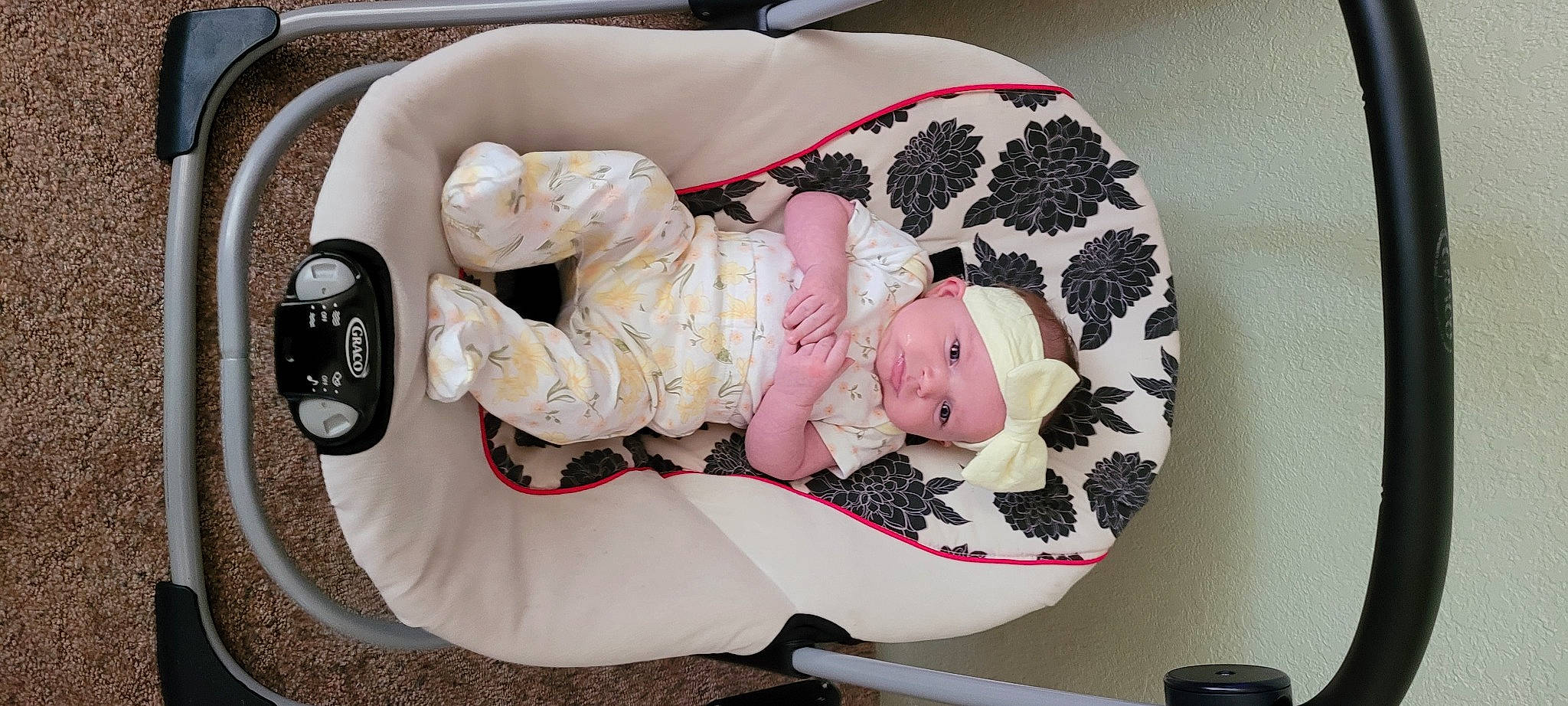 Raven joined the competition — help win amazing prizes! baby, baby_carriage, baby_products, baby_safety, baby_sleeping, baby_toddler_clothing, baby_toys, car_seat, child, comfort, headgear, headwear, infant_bed, linens, nap, pattern, person, pink, sitting, sleep