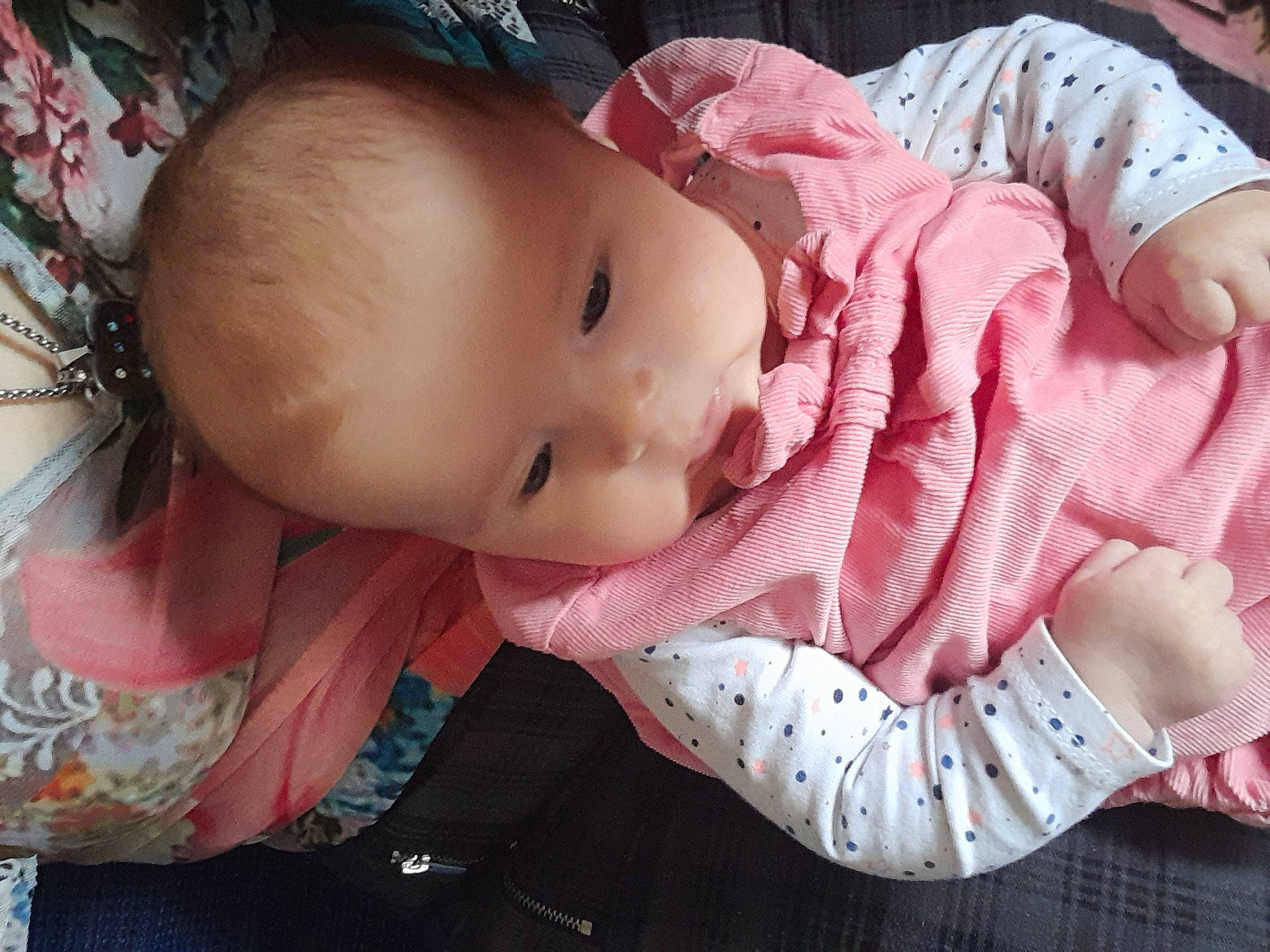 Célestine a rejoint le concours — aidez-le/la à gagner de superbes lots ! baby, baby_products, baby_toddler_clothing, cheek, child, doll, eye, eyelash, hand, headgear, human_body, iris, lip, nose, person, pink, skin, sleeve, textile, toddler