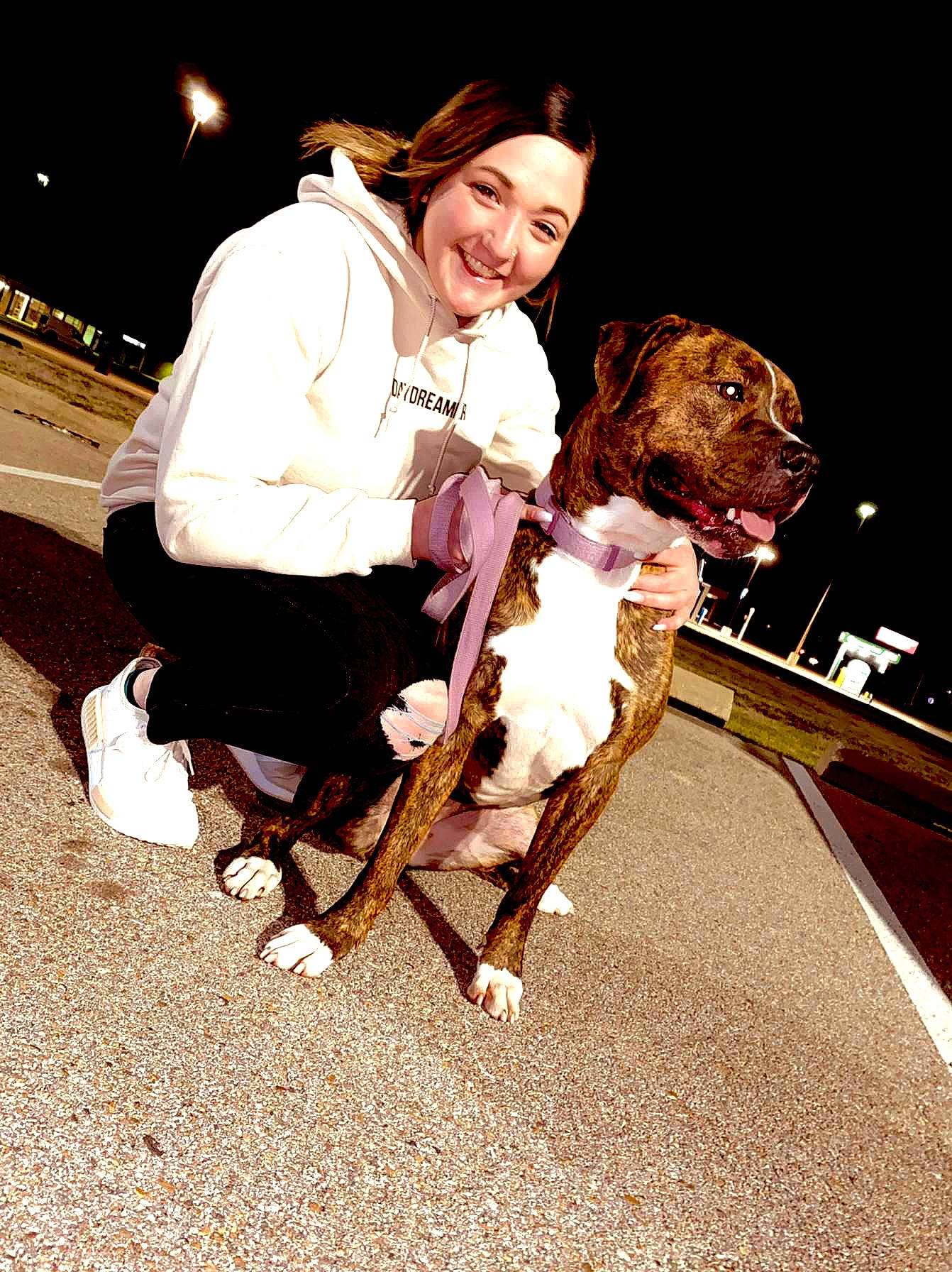 Moo Moo joined the competition — help win amazing prizes! boot, carnivore, companion_dog, dog, dog_breed, event, fawn, flash_photography, fun, fur, happy, human_leg, knee, leash, leisure, recreation, shoe, smile, sporting_group, street_fashion