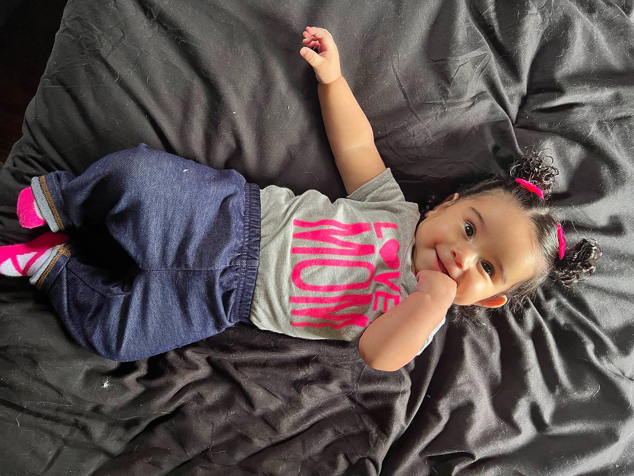 Kailani joined the competition — help win amazing prizes! arm, baby, baby_toddler_clothing, cheek, child, comfort, couch, joint, joy, linens, pattern, person, plaid, sitting, skin, sleeve, sock, t_shirt, textile, toddler
