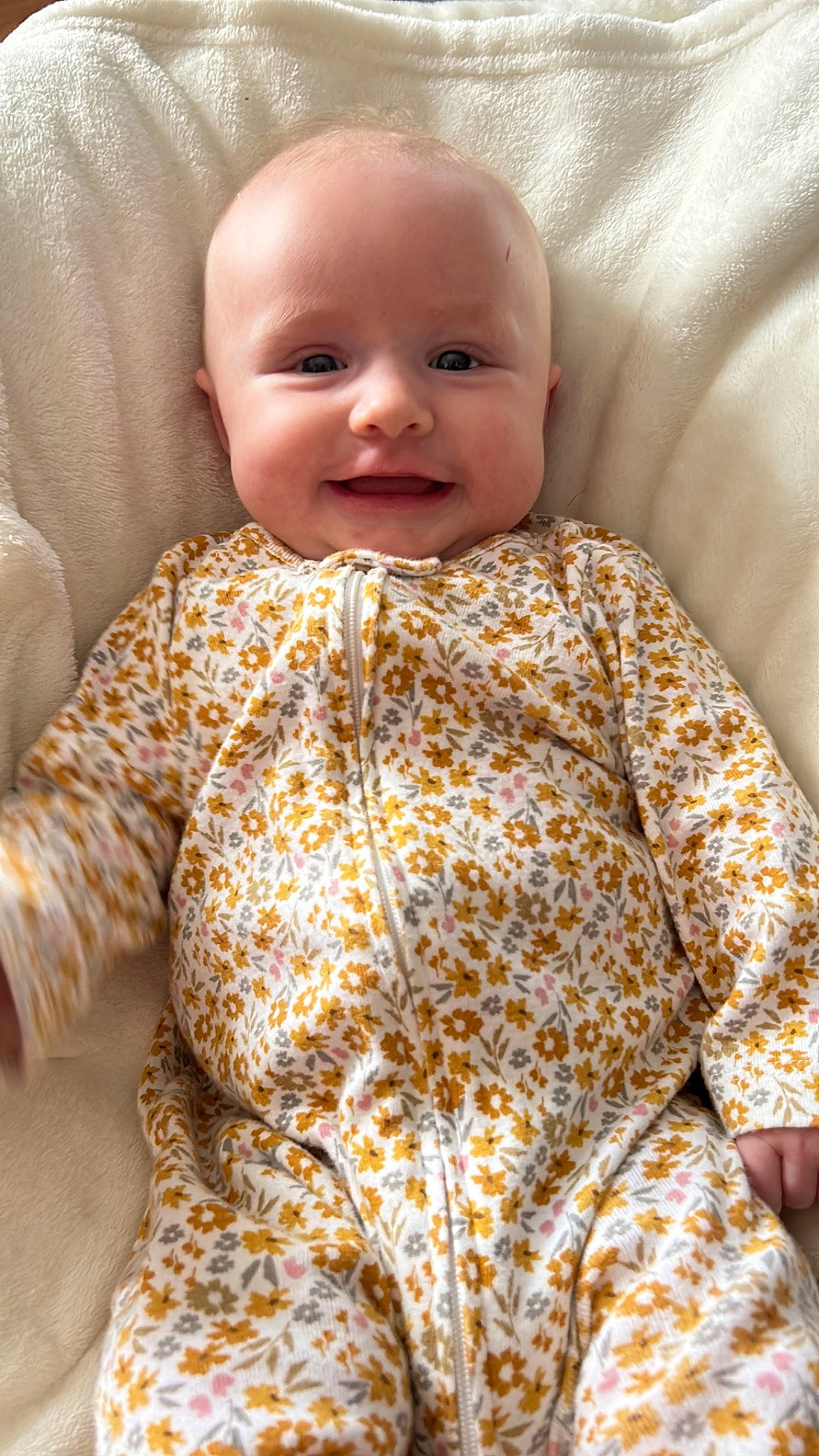 Mabel joined the competition — help win amazing prizes! baby, baby_toddler_clothing, cheek, chin, collar, comfort, eye, face, happy, iris, joy, linens, lip, nose, pattern, person, skin, sleeve, smile, t_shirt