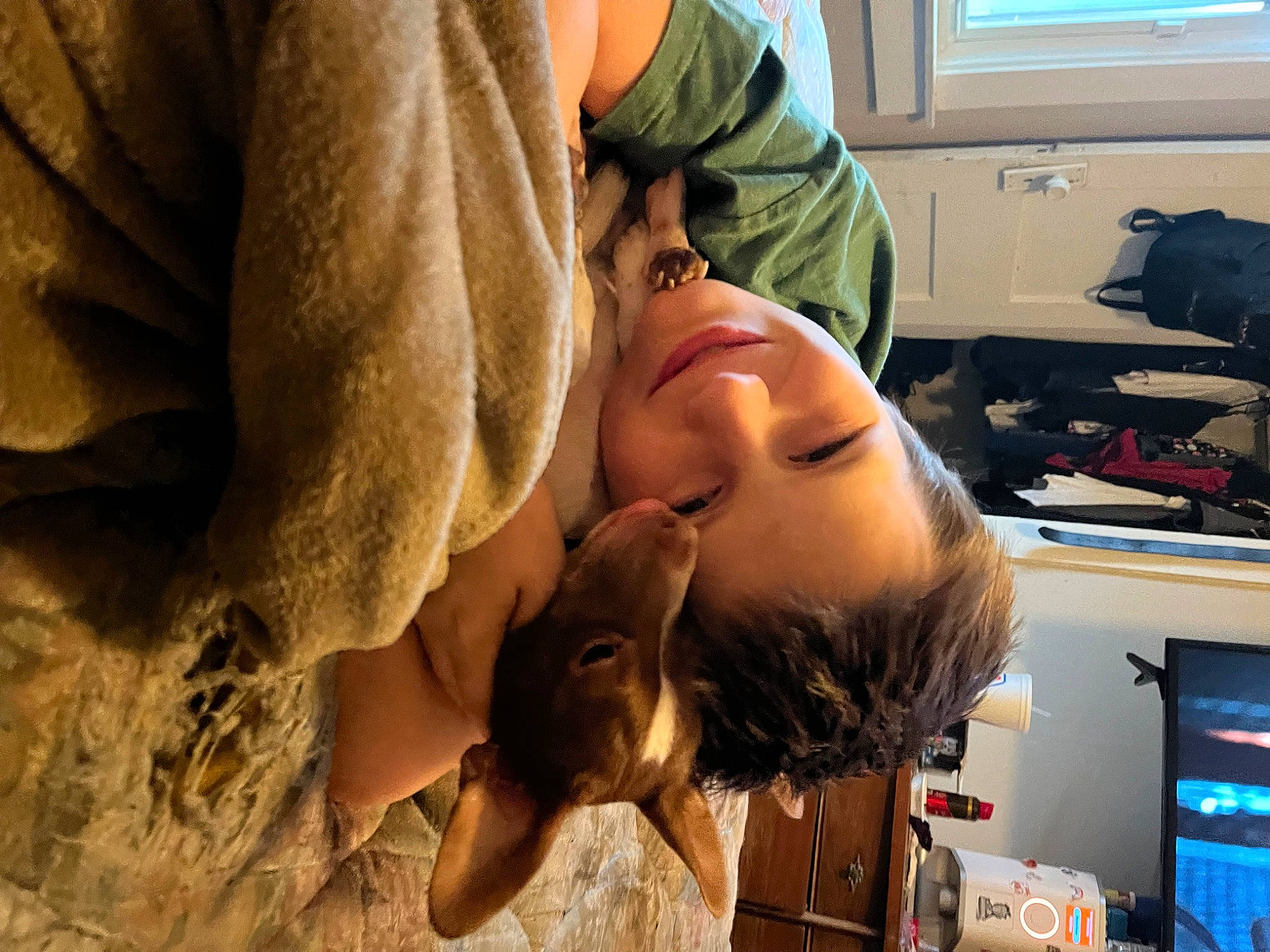 Loki joined the competition — help win amazing prizes! child, display_device, eyewear, fun, fur, happy, jaw, landscape, military, military_person, military_uniform, mouth, room, television, tree