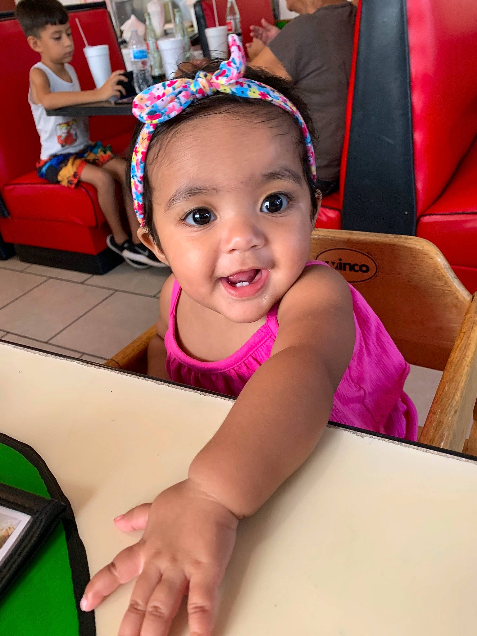 Valerie joined the competition — help win amazing prizes! baby, cheek, child, finger, fun, hair_accessory, happy, head, headband, headgear, person, pink, play, skin, smile, toddler