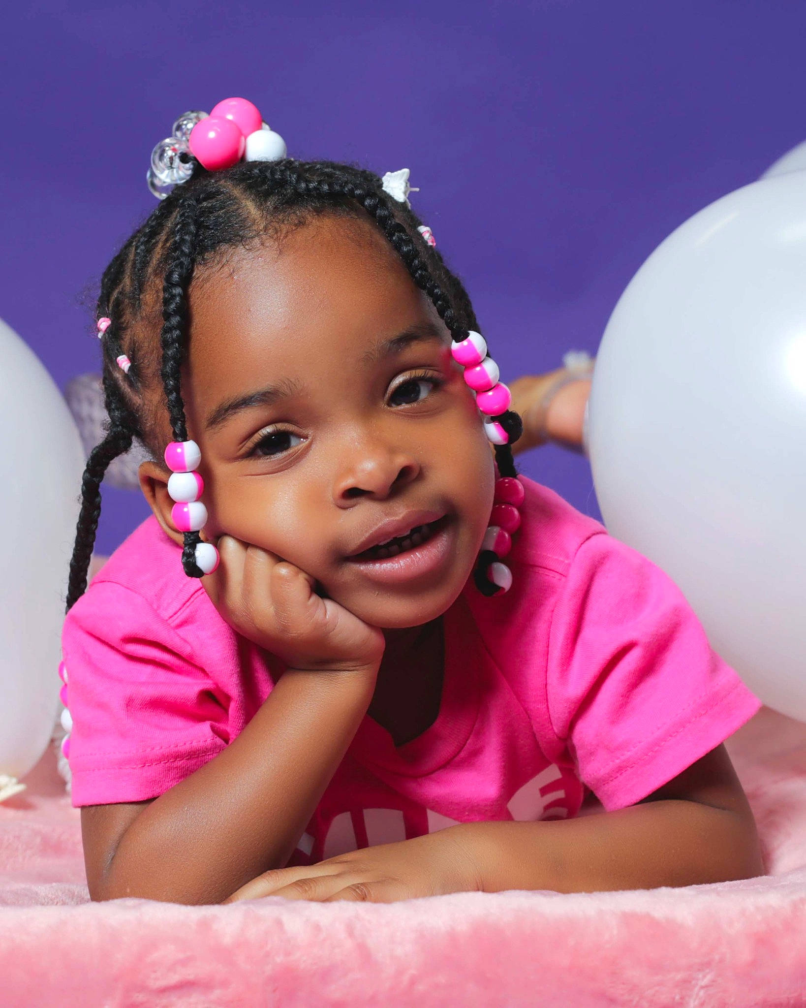 Sariyah joined the competition — help win amazing prizes! audio_equipment, balloon, black_hair, child, cornrows, ear, event, eyebrow, eyelash, fashion_accessory, flash_photography, fun, hair_accessory, happy, jewellery, leisure, magenta, person, pink, smile