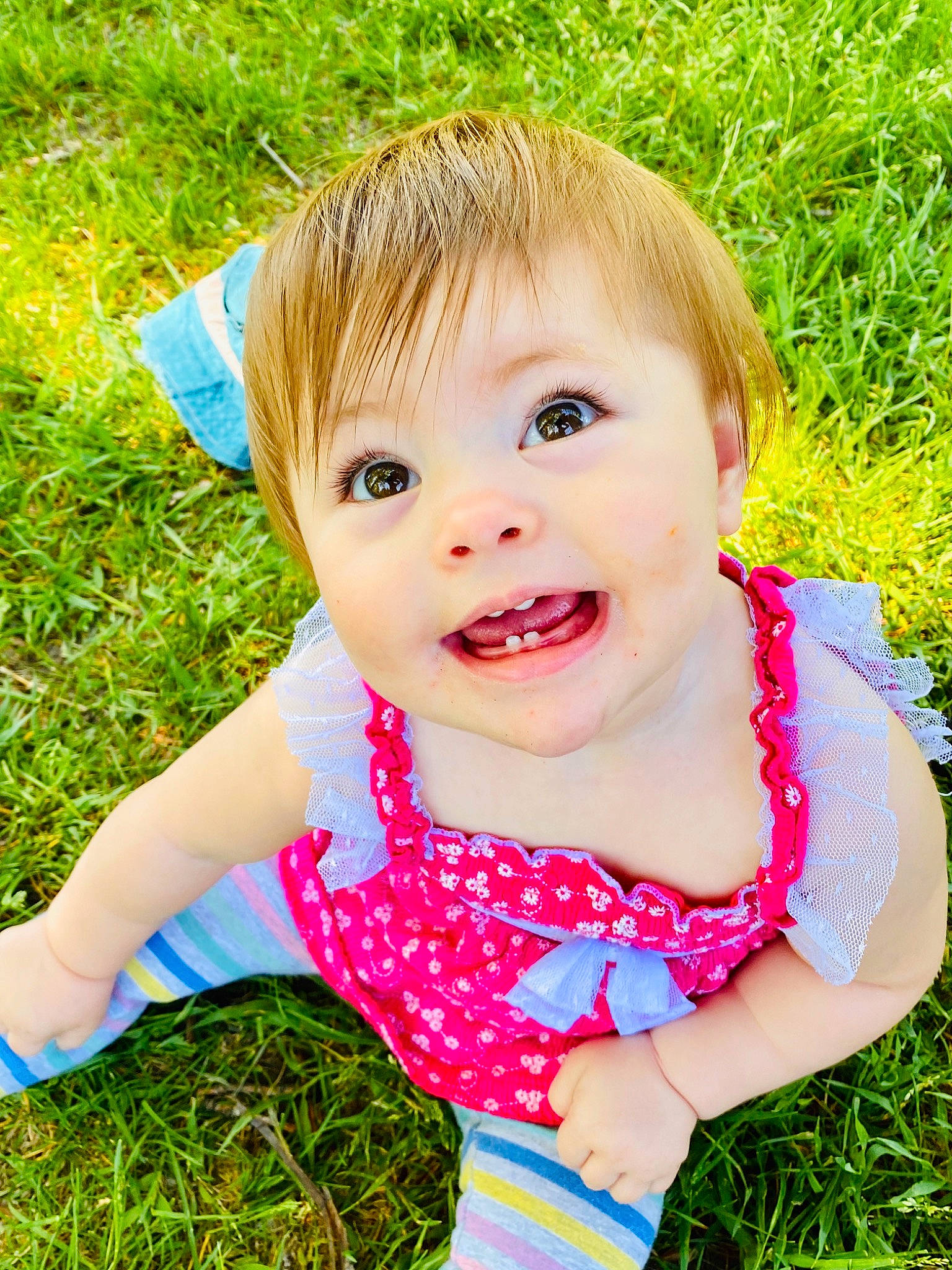 Audreyaunna is registered to the contest to win money with this photo: baby, baby_toddler_clothing, child, dress, face, fashion_accessory, fun, grass, grass_family, happy, joy, lip, meadow, pattern, people_in_nature, person, pink, plant, skin, sleeve