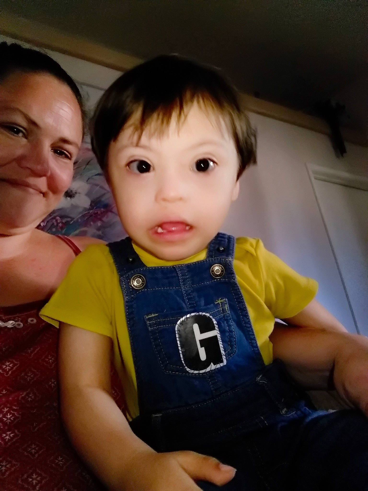 Gilbert is registered to the contest to win money with this photo: baby, cheek, child, daughter, face, joy, mother, person, skin, smile, snapshot, toddler