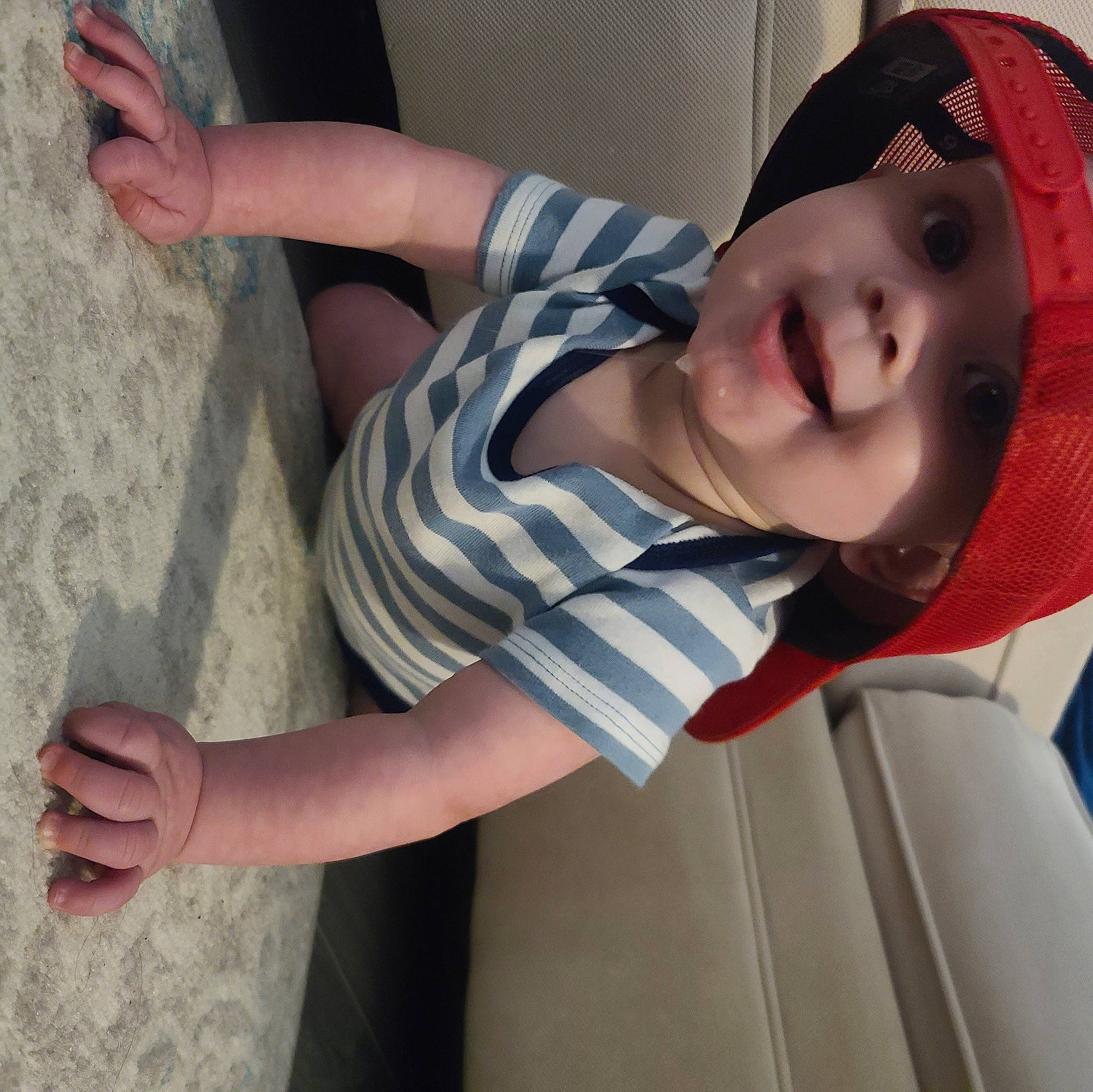 Jagger joined the competition — help win amazing prizes! child, comfort, elbow, eyewear, finger, fun, gesture, happy, headwear, human_leg, joint, knee, neck, person, shoulder, skin, sleeve, smile, t_shirt, thigh