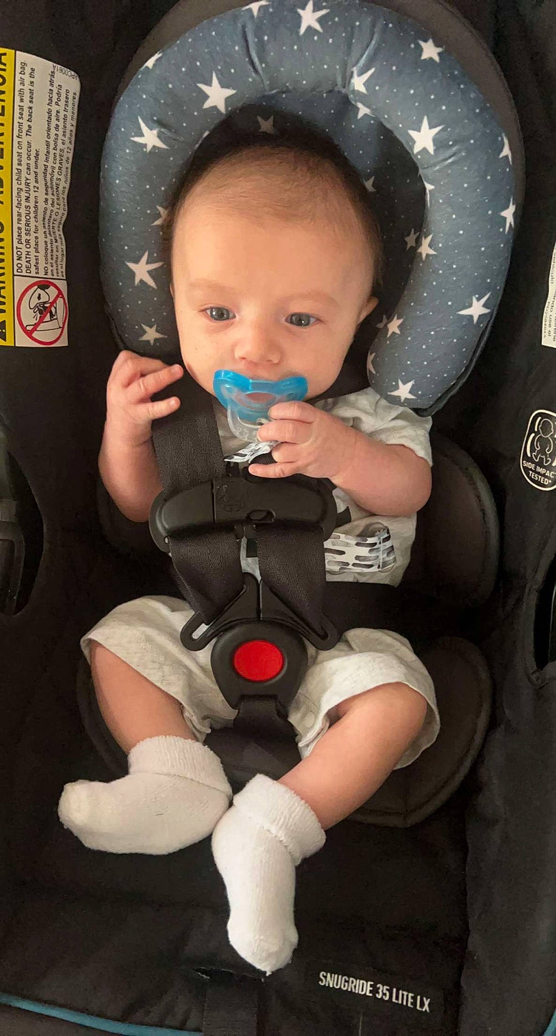 Klayton joined the competition — help win amazing prizes! arm, baby, baby_carriage, baby_in_car_seat, baby_safety, baby_toddler_clothing, car_seat, cheek, comfort, eye, facial_expression, finger, flash_photography, human_body, lap, leg, person, pink, skin, thigh