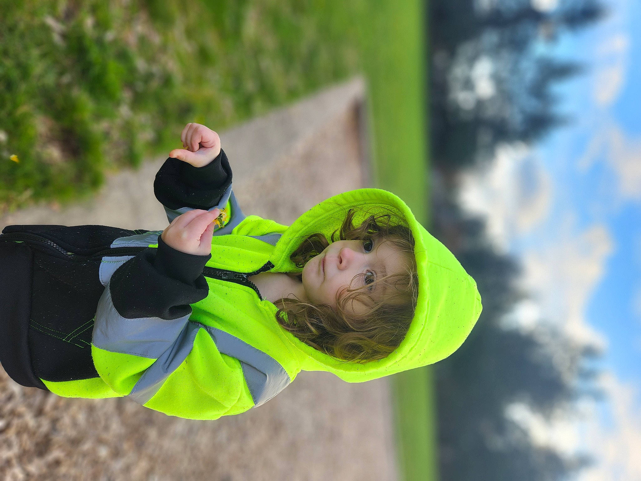Addelyn is registered to the contest to win money with this photo: child, cloud, competition_event, fun, grass, happy, headgear, leisure, people_in_nature, person, personal_protective_equipment, recreation, sky, sportswear