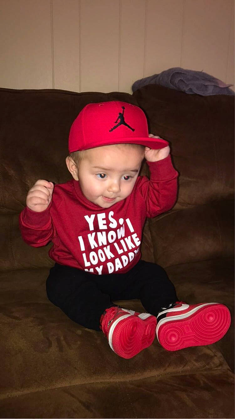 Jaxton joined the competition — help win amazing prizes! baby, baby_toddler_clothing, baseball_cap, cap, carmine, child, cool, costume_hat, face, fashion_accessory, flash_photography, fun, happy, headwear, person, personal_protective_equipment, pink, sitting, sleeve, t_shirt