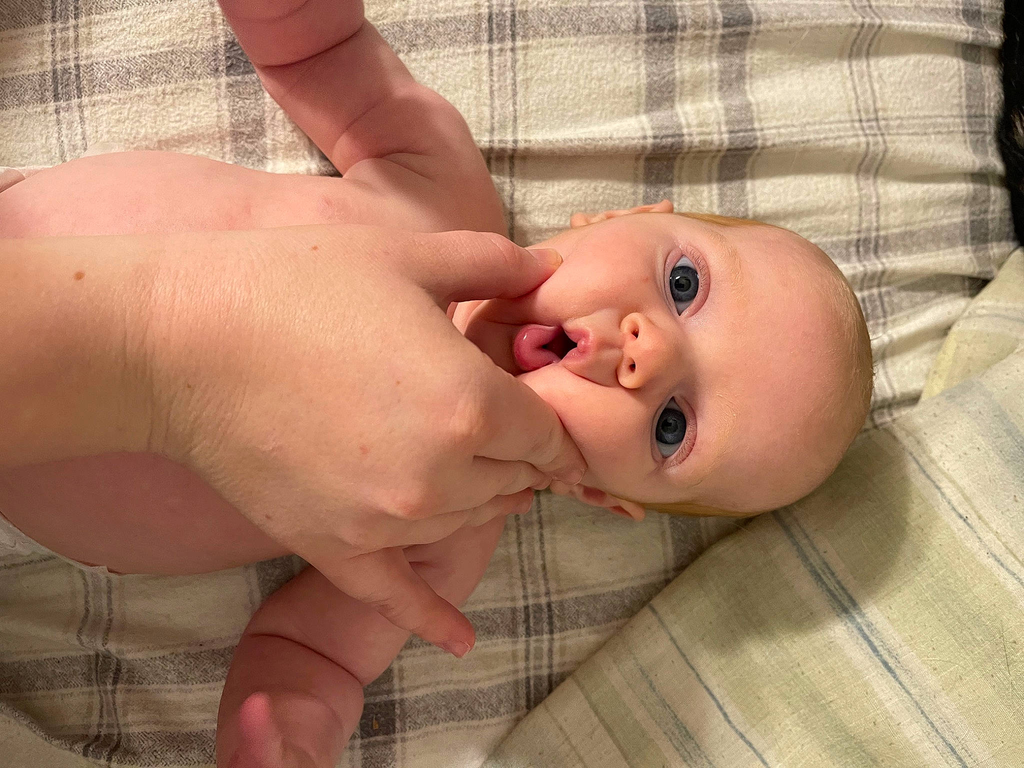 Brynlee is registered to the contest to win money with this photo: baby, baby_toddler_clothing, cheek, child, comfort, eye, eyebrow, eyelash, finger, gesture, hand, happy, head, human_body, lip, nail, nose, person, skin, thumb