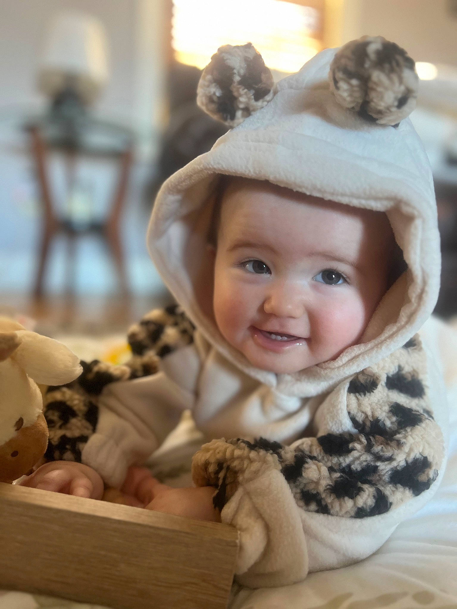 Braylynn is registered to the contest to win money with this photo: baby, baby_toddler_clothing, chair, cheek, child, event, eye, fashion_accessory, fun, fur, happy, hat, headwear, iris, person, portrait_photography, room, sitting, skin, smile