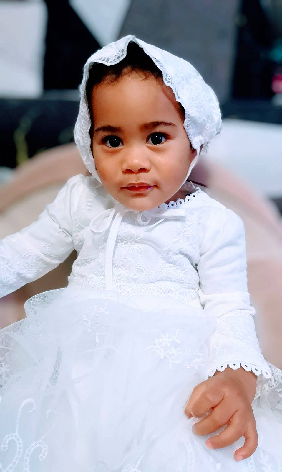 épiphanie participe au concours pour gagner de l'argent avec cette photo : baby, baby_toddler_clothing, cheek, child, dress, embellishment, eye, flash_photography, fun, happy, headgear, headpiece, iris, lip, person, pink, skin, sleeve, smile, toddler