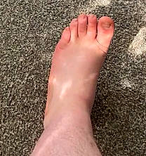 Monkey joined the competition — help win amazing prizes! ankle, barefoot, carmine, comfort, flesh, flooring, foot, gesture, human_leg, knee, nail, peach, soil, sole, thumb, toe, vein