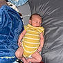 Mallieki is registered to the contest to win money with this photo: baby, newborn, sleeping, yellow_onesie, blanket, pillow, bed, infant, rest, cozy, soft, comfort, child, person, indoor, peaceful, relaxation, cute, small, wrapped