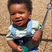 Marcal joined the competition — help win amazing prizes! toddler, child, swing, playground, pacifier, smiling, sunlight, outdoor, curly_hair, denim_overalls, green_pacifier, wood_chips, happy, baby, shorts, clothing, play, fun, person, summer