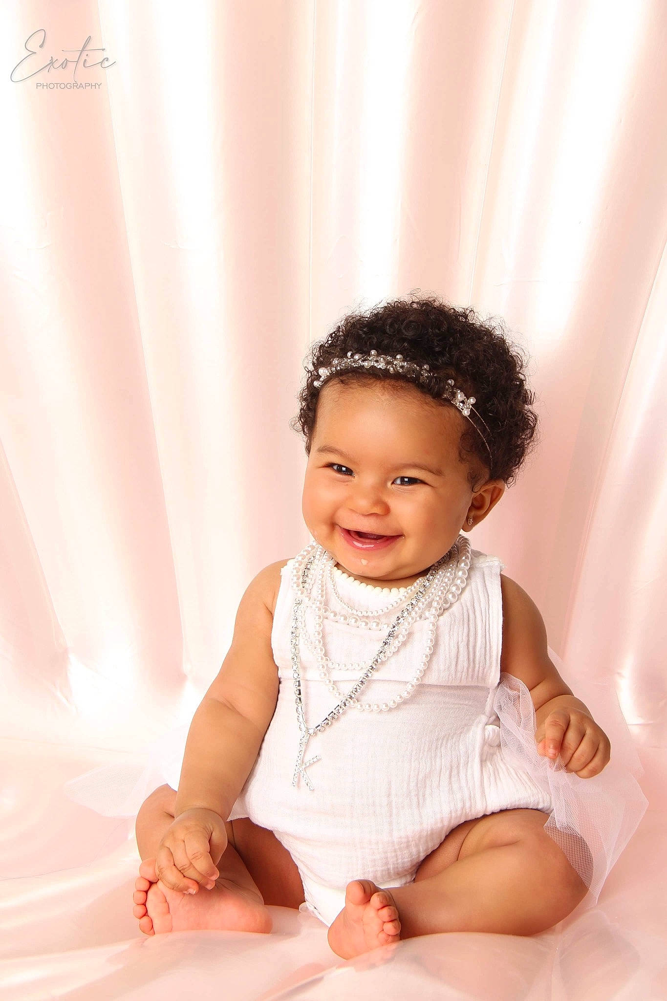 Kaelynn joined the competition — help win amazing prizes! baby, baby_toddler_clothing, chin, dress, eye, eyelash, finger, flash_photography, hand, happy, head, headwear, human_body, iris, joy, lip, neck, person, pink, skin