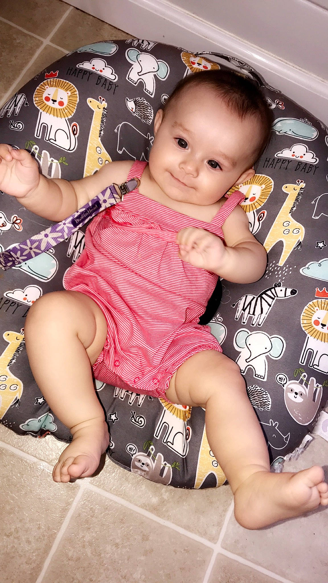 Kenadie joined the competition — help win amazing prizes! baby, beauty, cheek, child, joy, leg, person, pink, sitting, skin, smile, thigh, toddler