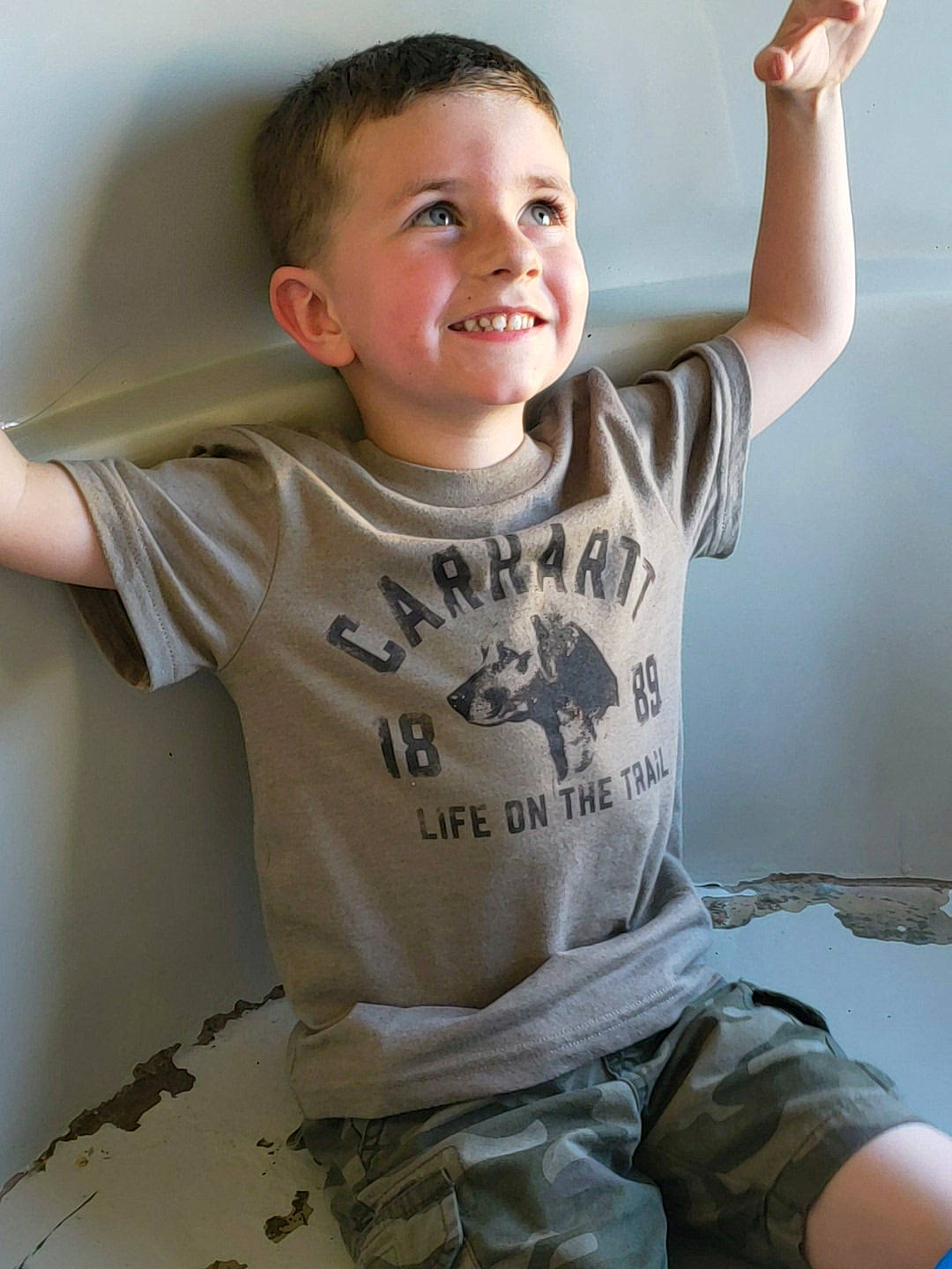 Lyric joined the competition — help win amazing prizes! arm, child, gesture, joy, person, t_shirt, toddler, top