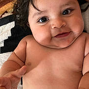 Gabriel joined the competition — help win amazing prizes! baby, baby_skin, blanket, cheeks, child, closeup, cute, expression, eyes, face, hair, hand, happy, indoor, infant, lying_down, person, portrait, skin, smiling