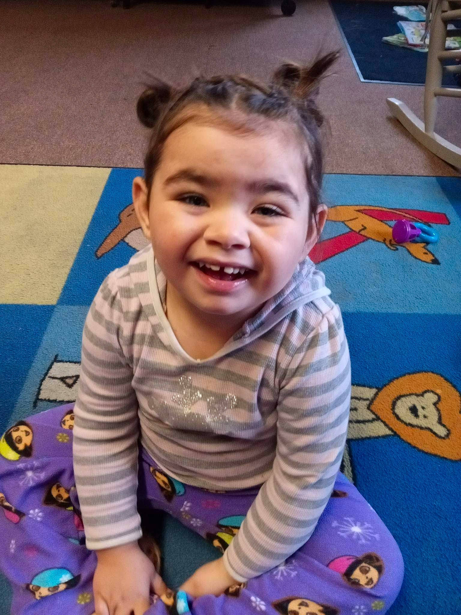 Amari joined the competition — help win amazing prizes! baby_toddler_clothing, blue, cheek, child, electric_blue, flooring, fun, hairstyle, happy, iris, joy, leisure, mouth, person, play, recreation, room, sitting, skin, smile