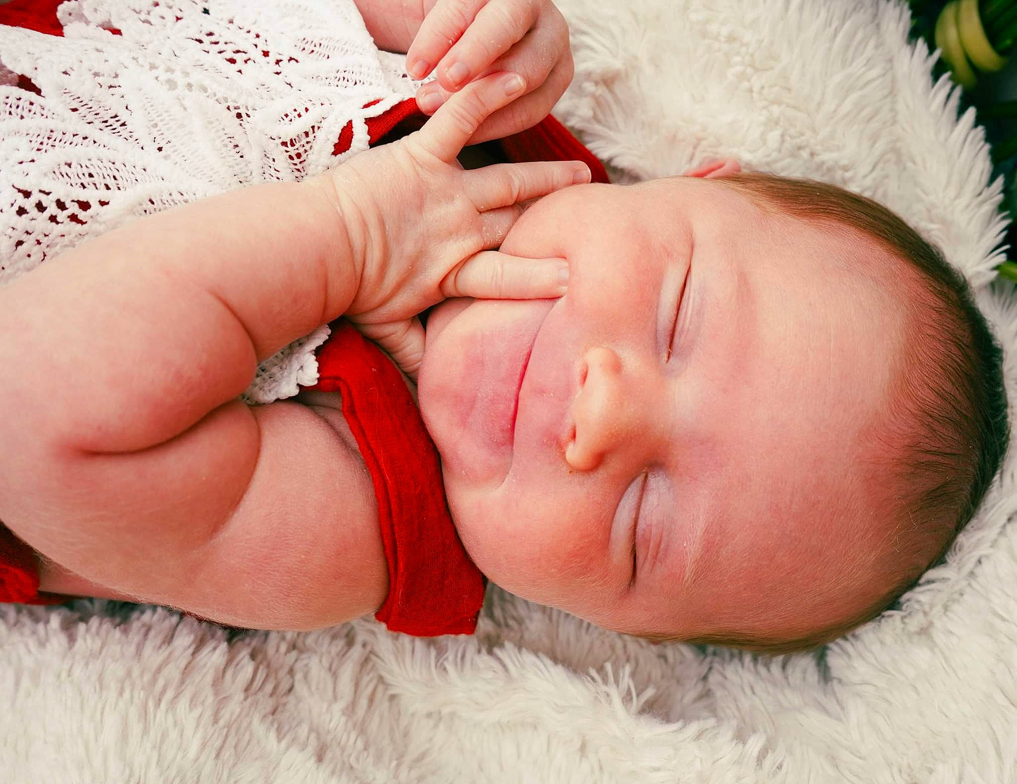 Harper is registered to the contest to win money with this photo: arm, baby, baby_sleeping, cheek, chin, comfort, eye, eyelash, facial_expression, finger, gesture, hand, happy, lip, mouth, muscle, nose, person, pink, skin