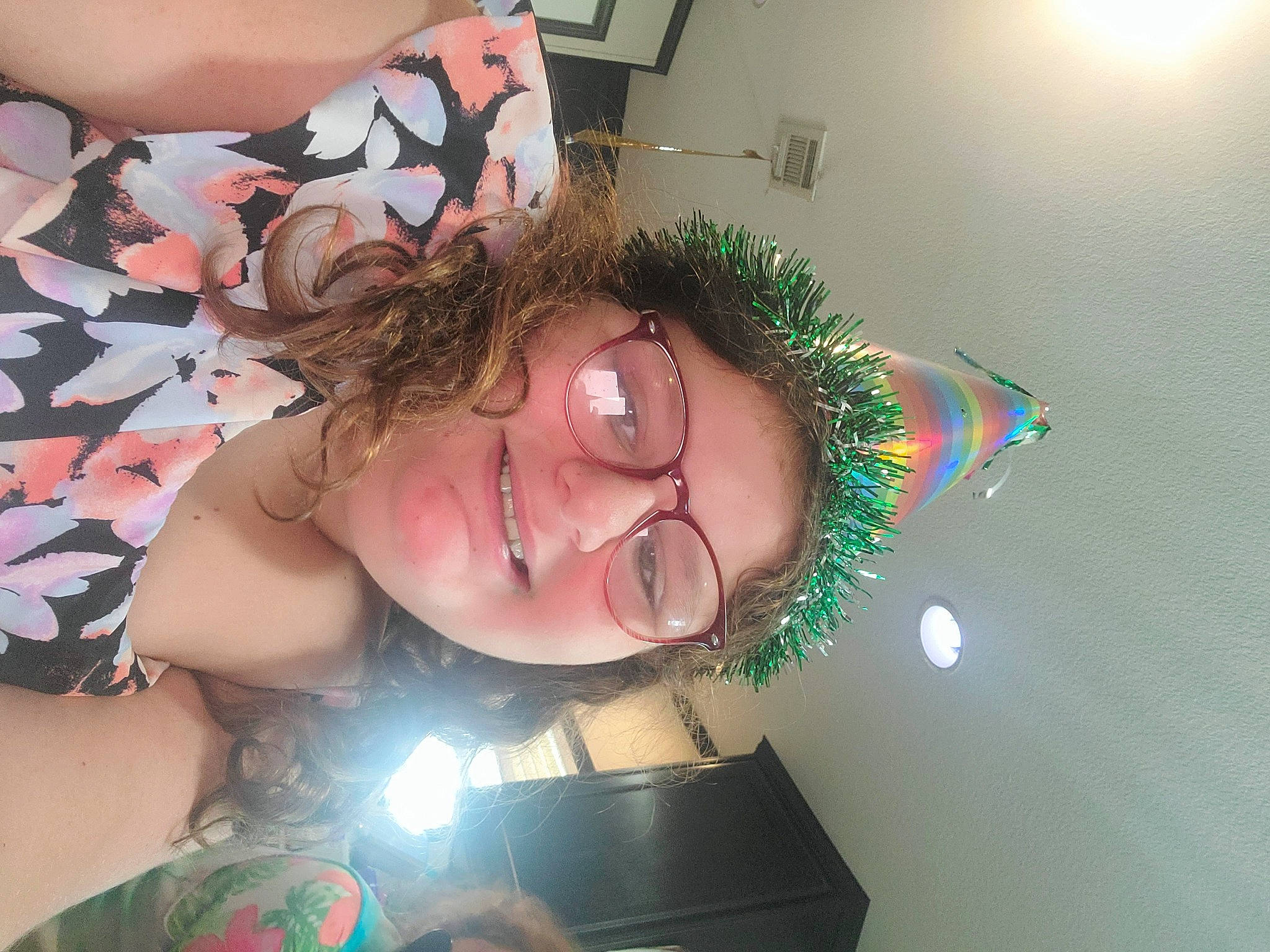 Emma is registered to the contest to win money with this photo: abdomen, black_hair, chest, cool, event, eyelash, eyewear, finger, fun, happy, jewellery, joy, mouth, neck, person, shoulder, smile, temporary_tattoo, thigh, trunk