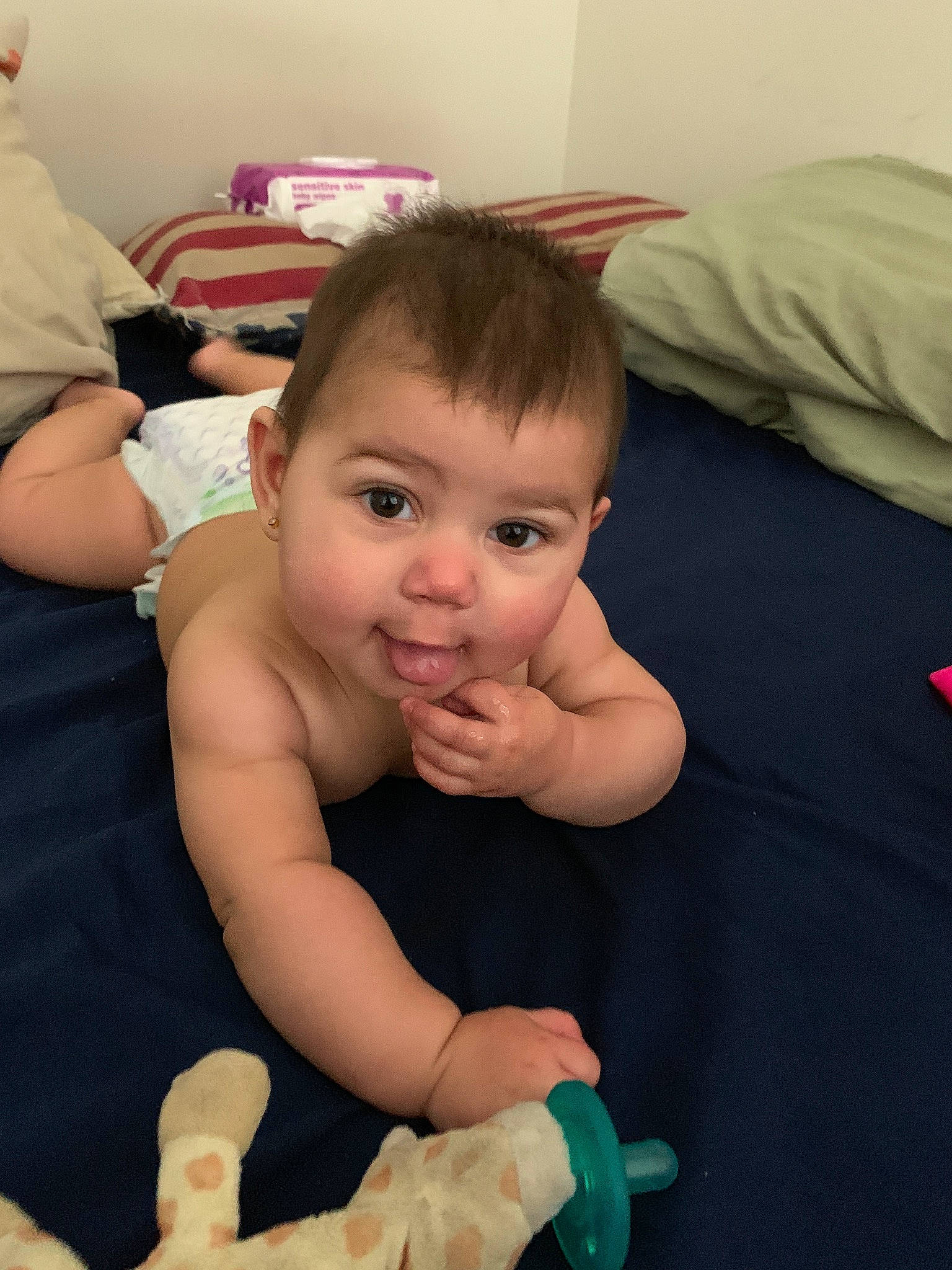 Addelyn joined the competition — help win amazing prizes! arm, baby, cheek, child, ear, eye, face, finger, hand, head, leg, mouth, muscle, nail, neck, person, sitting, skin, thumb, toddler