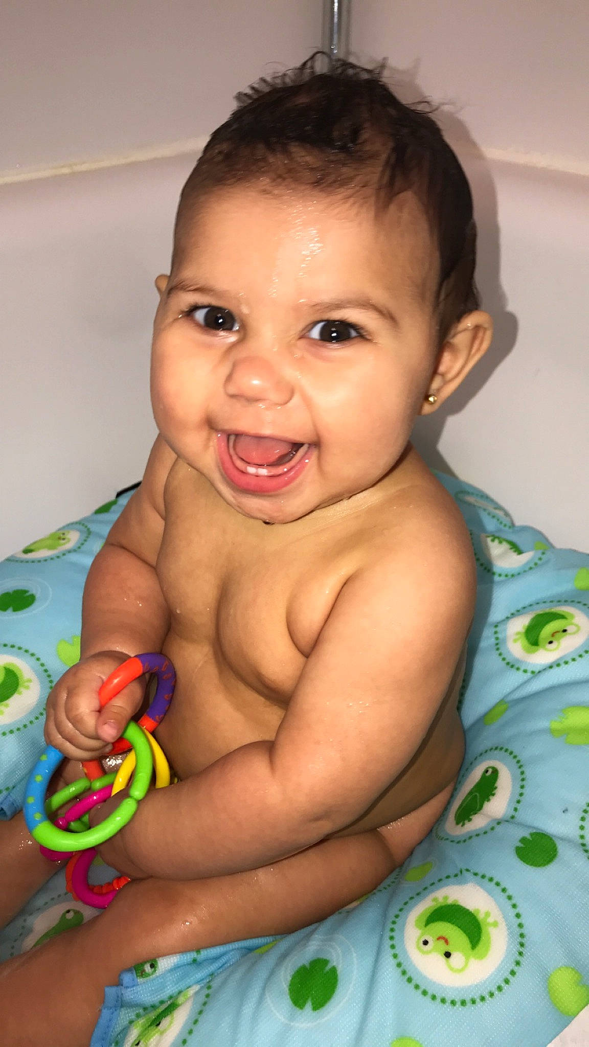Addelyn joined the competition — help win amazing prizes! baby, baby_products, bathing, cheek, child, happy, joy, lip, mouth, muscle, person, skin, smile, toddler
